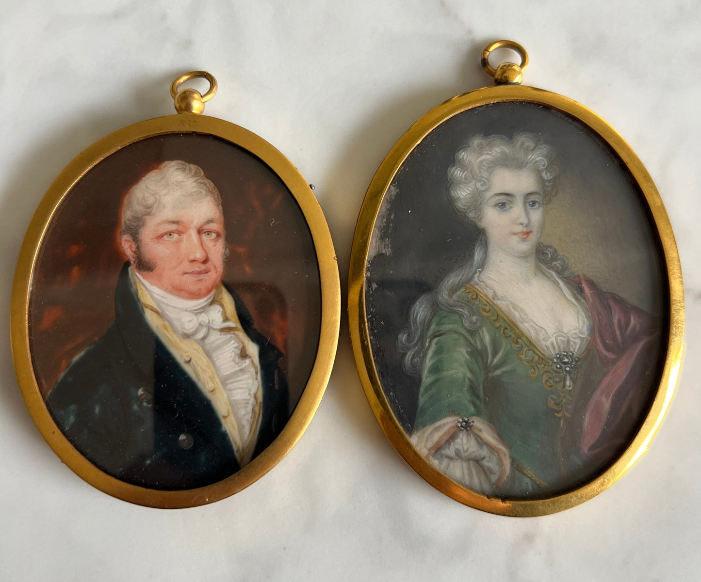 Two Antique Georgian Miniature Portraits